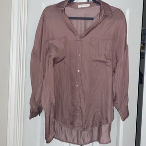Long Sleeve Satin Button Down